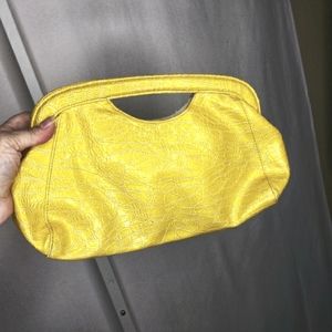 Cato Medium Yellow Reptile Print Clutch Bag